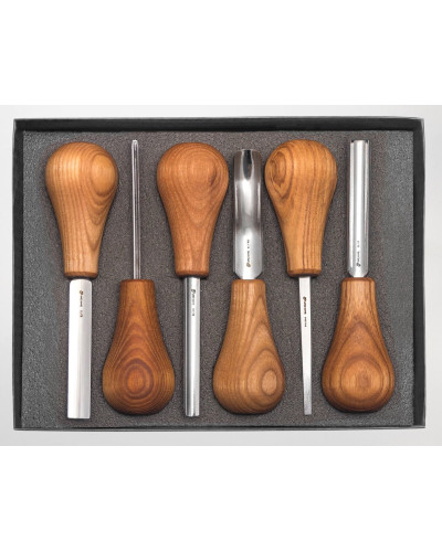 Ensemble 6 outils de paume pour sculpture sur bois