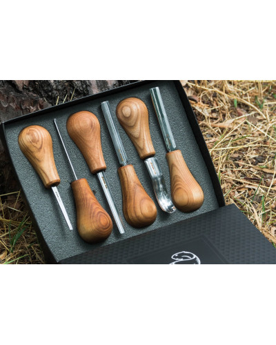 Ensemble 6 outils de paume pour sculpture sur bois