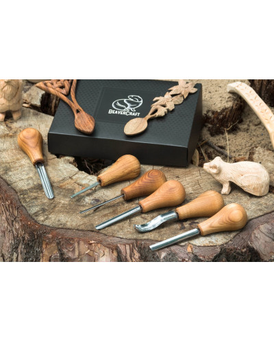 Ensemble 6 outils de paume pour sculpture sur bois