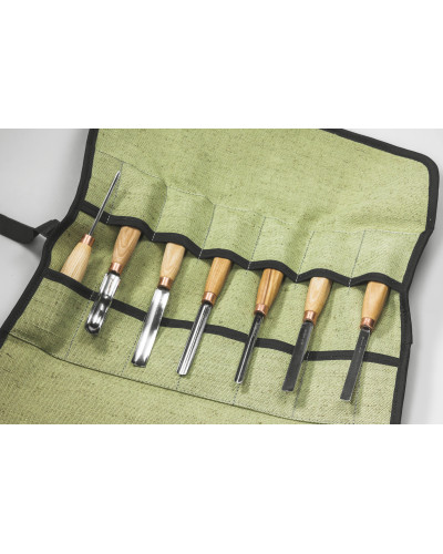 Ensemble de 7 outils avec étui et cuir d'affutage