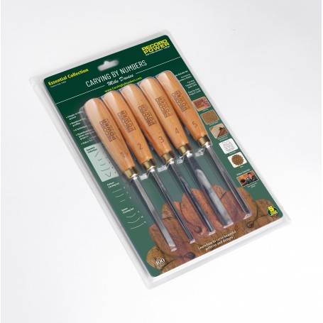 Ensemble 5 outils de sculpture sur bois