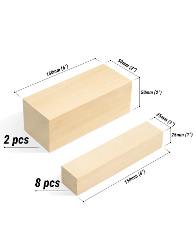 Lot de 10 morceaux de tilleul pour la sculpture sur bois