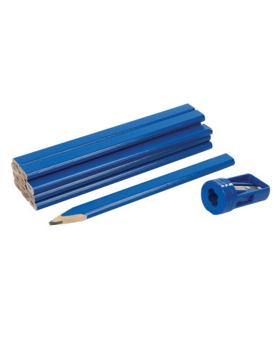Crayons de menuisier Silverline – 12 pcs + taille-crayon | Toolstream