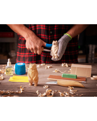 kit de sculpture ours debout DIY12 BeaverCraft avec couteau C16 et blocs de tilleul