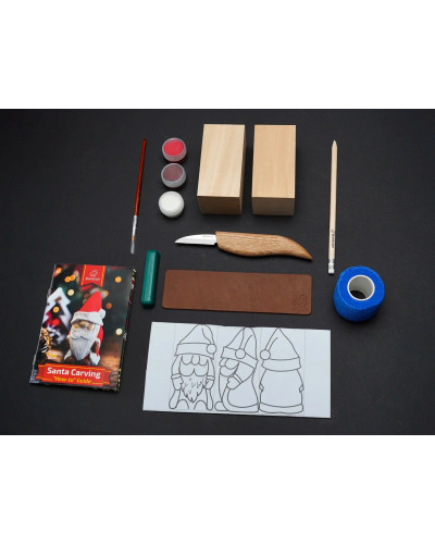 kit de sculpture Père Noël BeaverCraft DIY06 avec couteau C16, blocs de tilleul et peintures