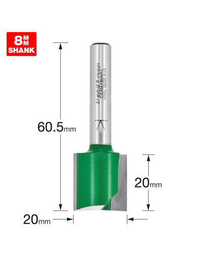 Fraise droite Trend Ø 20 mm deux coupes queue 8 mm pour défonceuse
