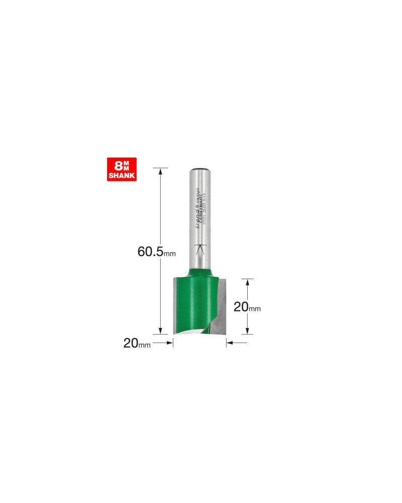 Fraise droite Trend Ø 20 mm deux coupes queue 8 mm pour défonceuse