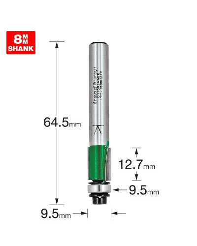 Fraise à affleurer Trend Ø 9,5 mm avec roulement queue 8 mm