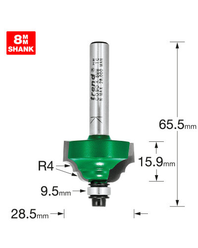 Fraise à doucine Trend R4 mm avec roulement queue 8 mm