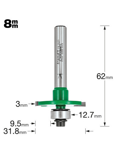 Fraise à rainurer Trend 3 mm avec roulement queue 8 mm